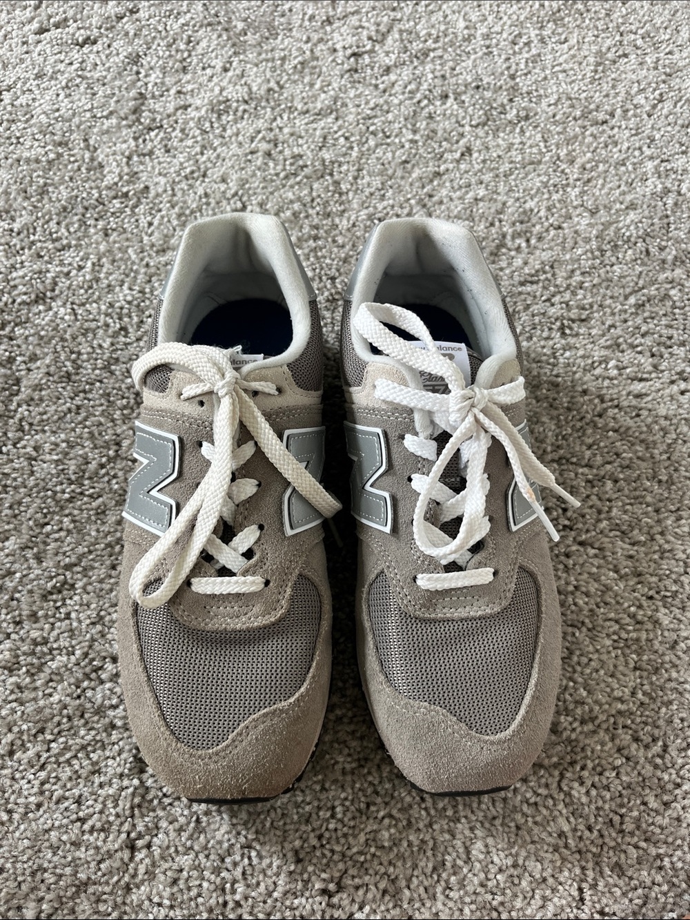 New Balance Grey Suede & Mesh Trainers